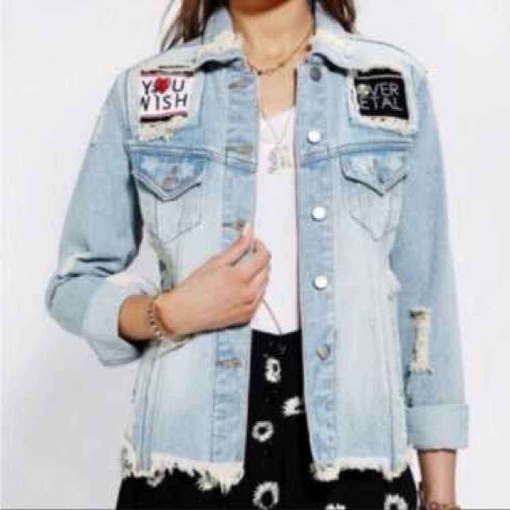 UNIF Fornever Distressed Light Blue Denim Jacket